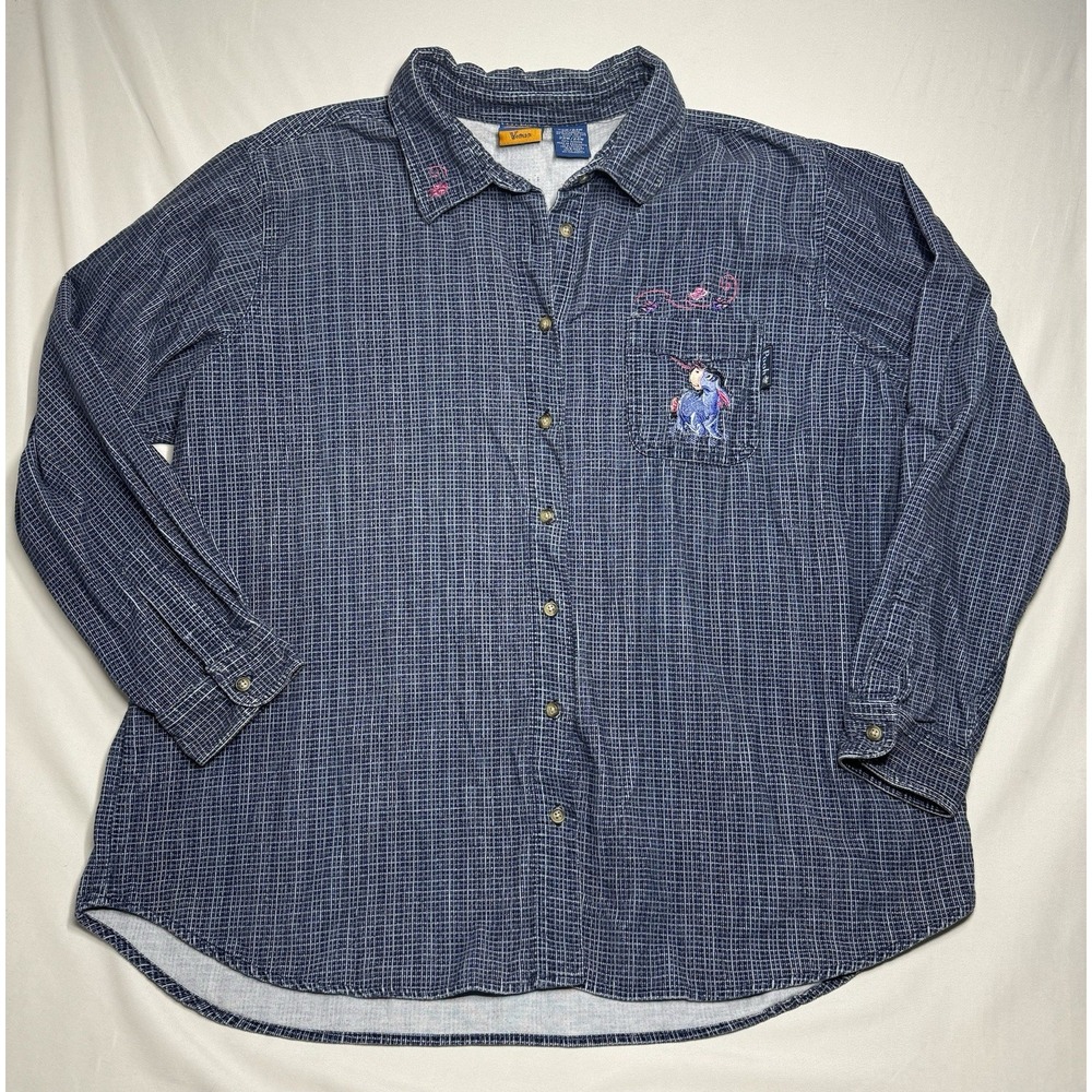 Disney Winnie the Pooh‎ Embroidered Eeyore Corduroy Flannel Women's Size 22-24W